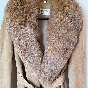 ‘70’s UltraSuede Coat Fur Collar Nordstrom Gallery Ernst Strauss Schnell Sports